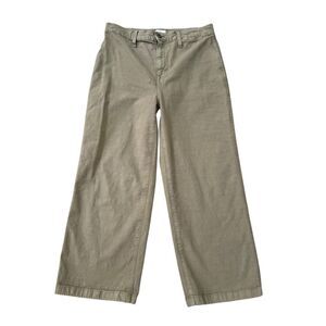 J. Crew cotton stretch slim wide leg cropped pants olive green size 29